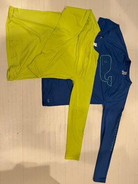 Vineyard Vines Navy Blue Whale & Lime Green Long Sleeve Rashguard